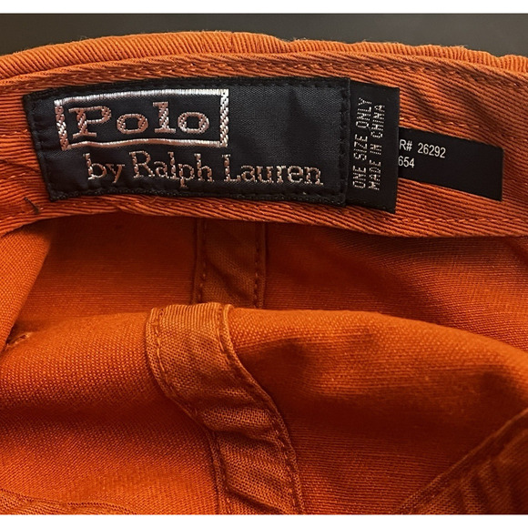Polo Ralph Lauren | Baseball Hat | Burnt Orange | Leather OSFM Strap | VTG | GUC - Picture 7 of 7